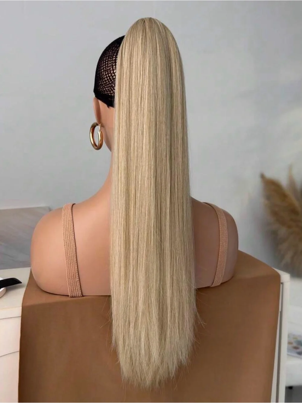 Blonde Clip-In Wrap Ponytail Extension - Sleek High Ponytail